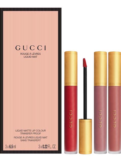 gucci rouge à lèvres 3-piece lipstick gift set|gucci glow and care lip set.